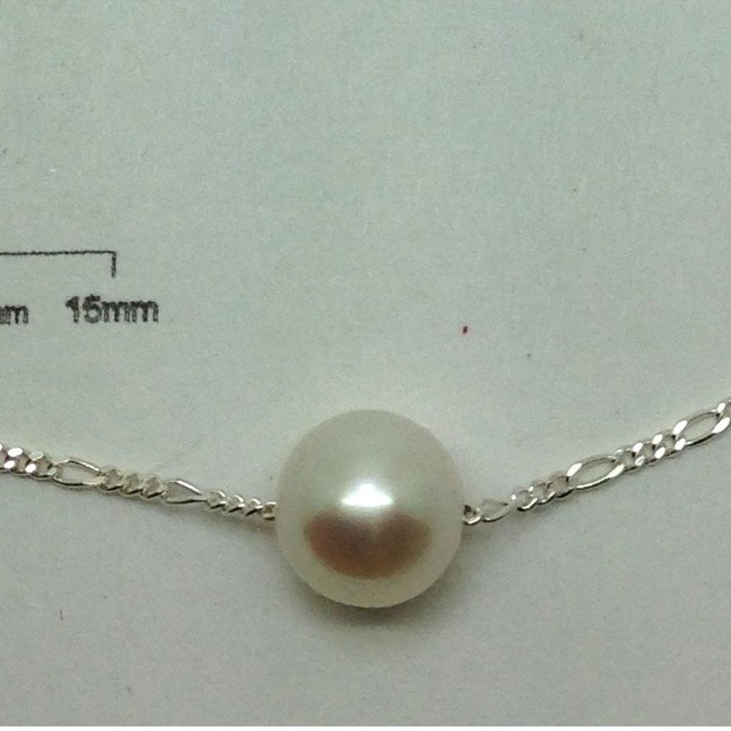 White Freshwater Pearl With Sterling Silver Chain.